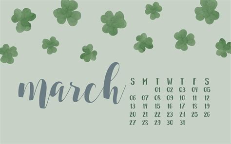 March 2022 Calendar Desktop Wallpaper